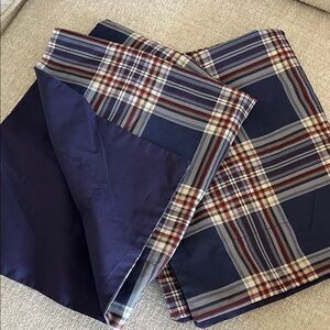 Set of 2 Plaid Pillow Covers Shams - Navy Burgundy Cream Beige